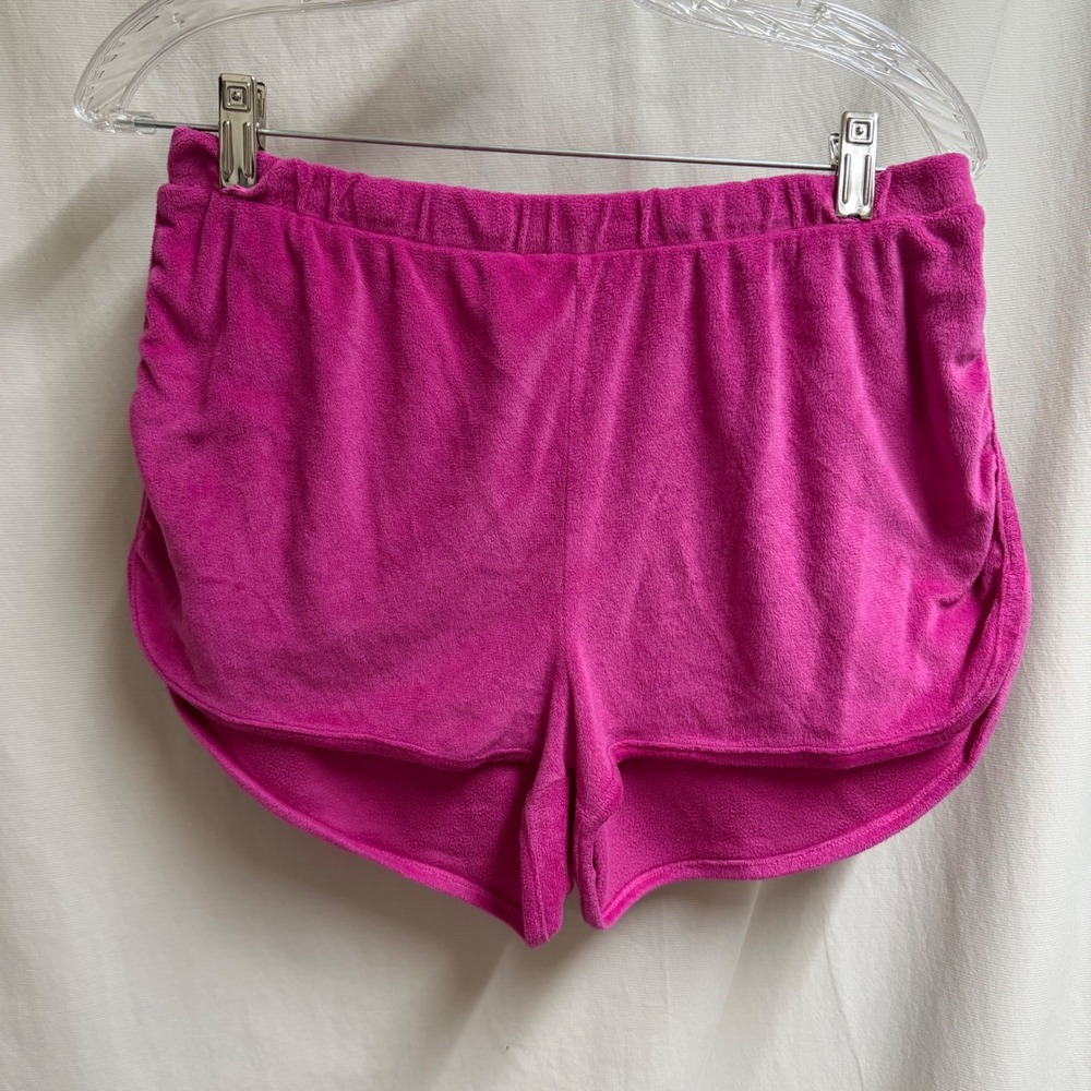 Juicy Couture Y2K Pink Velour Rhinestone Logo Sleep Shorts XL Micro Comfort